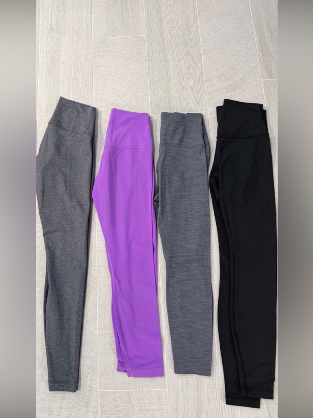 Lot of 4 Lululemon High-Rise Leggings - Mixed Colors (Black, Grey, Purple) SZ 6